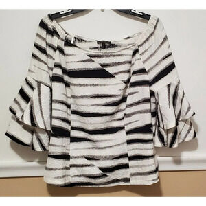 Alberto Makali Black White Abstract Off Shoulders Top NWOT